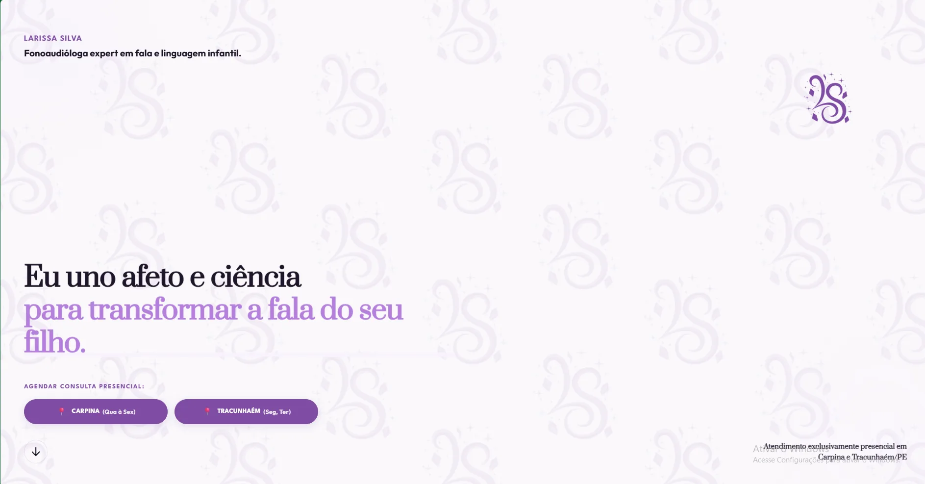 Site institucional da Fonoaudióloga Larissa Silva
